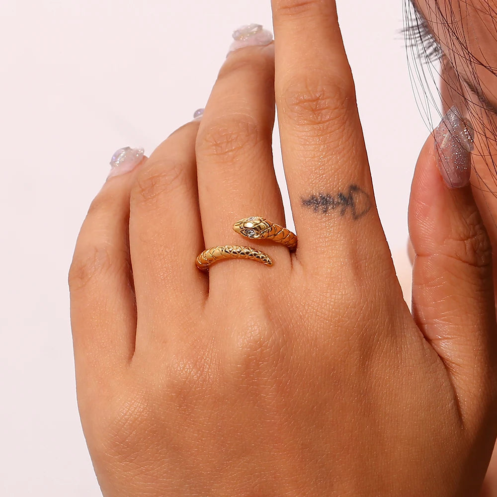 The Serpentine Zircon Eye Wrap Ring by Vexa - RING - Vexa