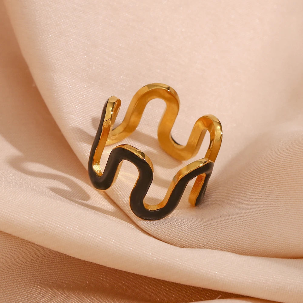 The Chroma Wave Y2K Enamel Ring by Vexa - RING - Vexa - 8 - Black