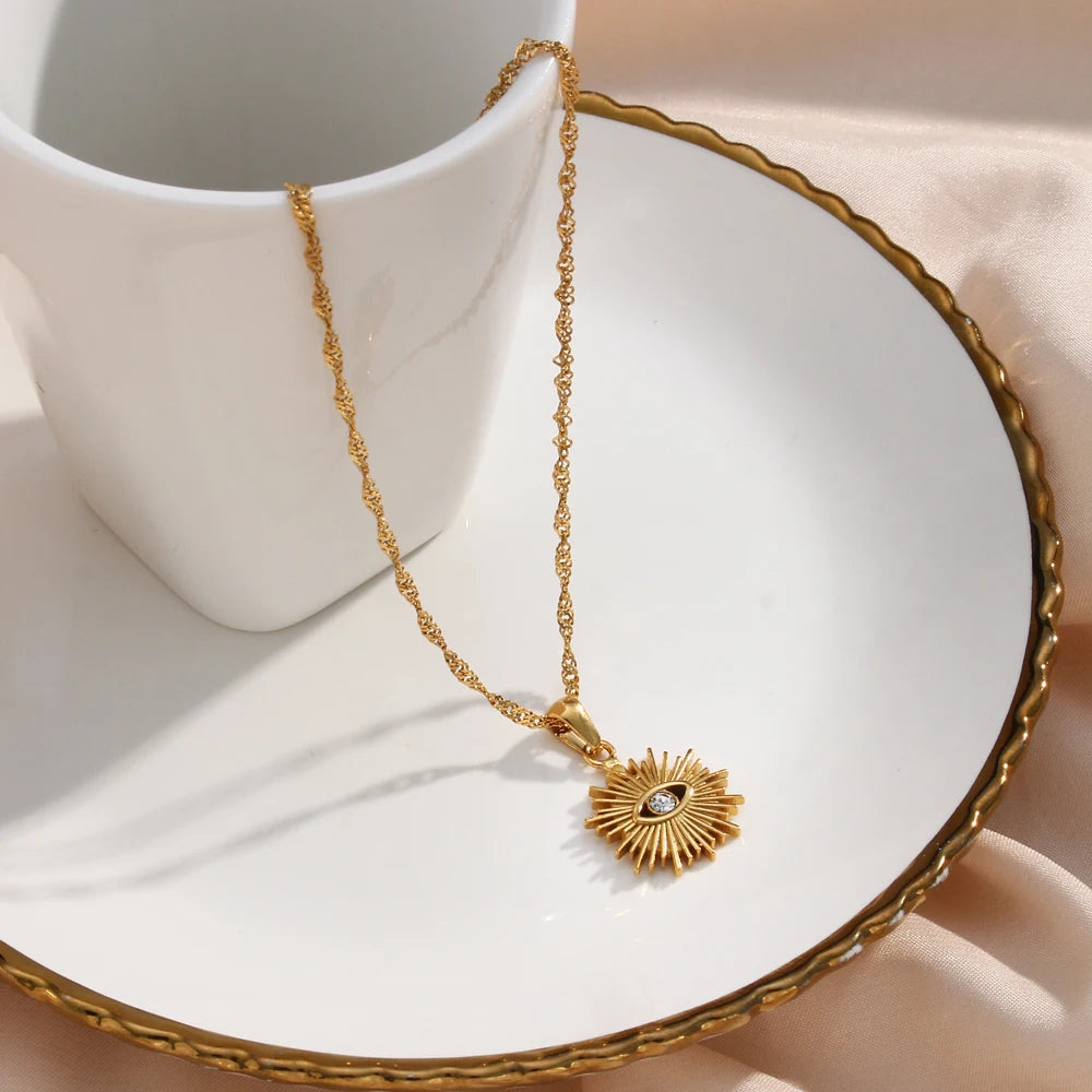 The Solara Sunburst Zircon Necklace by Vexa - necklace - Vexa