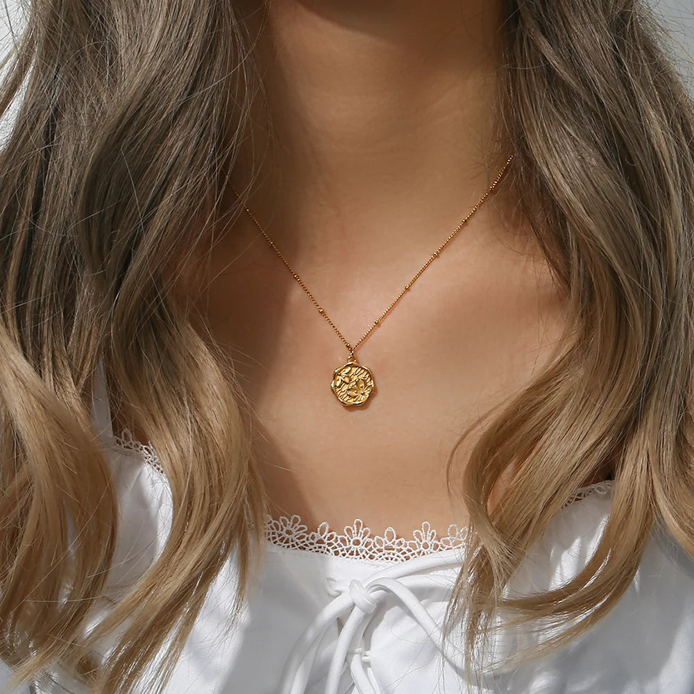 The Sakura Blossom Coin Necklace by Vexa - necklace - Vexa