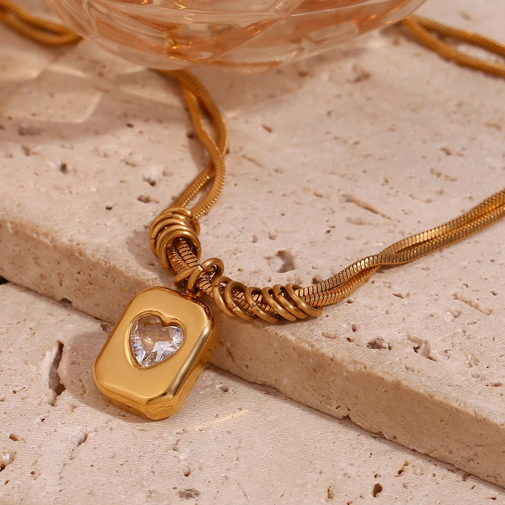 The Amara Layered Heart Necklace by Vexa - necklace - Vexa
