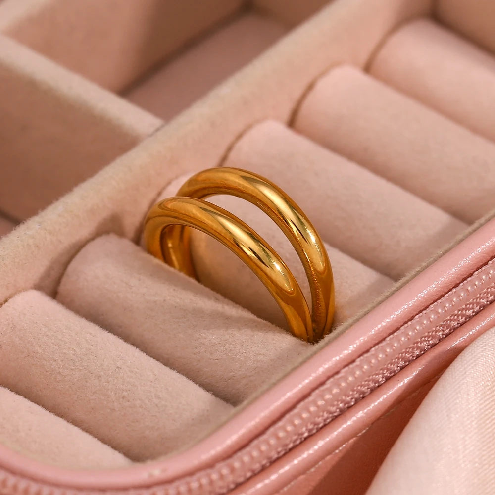 The Duo Minimalist Double Layer Ring by Vexa - RING - Vexa