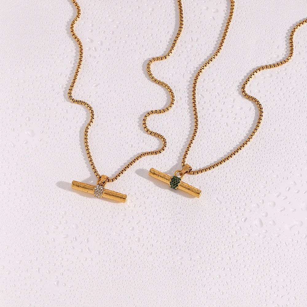 The Aurelia T - Bar Crystal Pendant Necklace by Vexa - necklace - Vexa