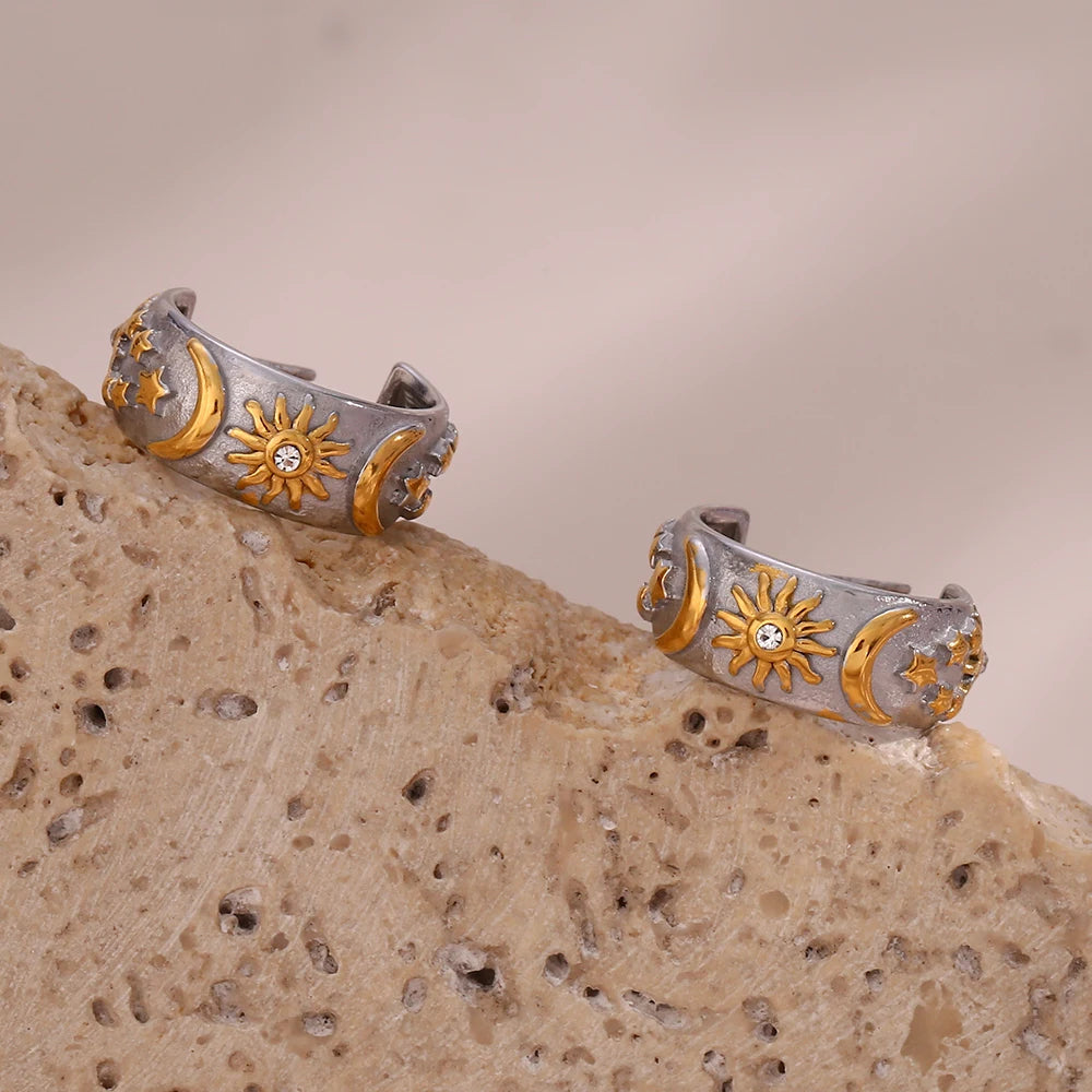 The Astra Celestial Chunky Hoop Earrings by Vexa - Earring - Vexa