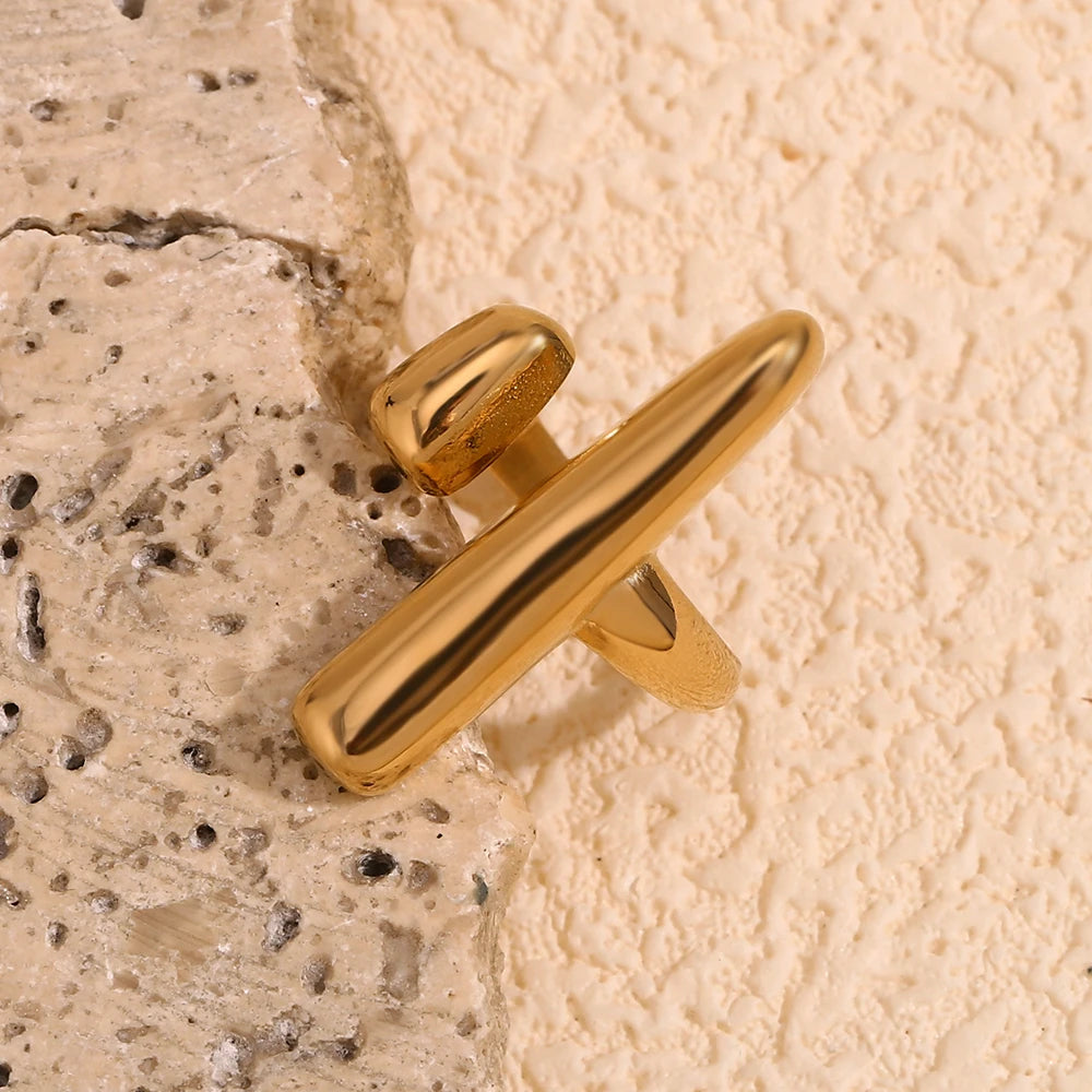 The Elara T - Bar Gold Ring by Vexa - RING - Vexa