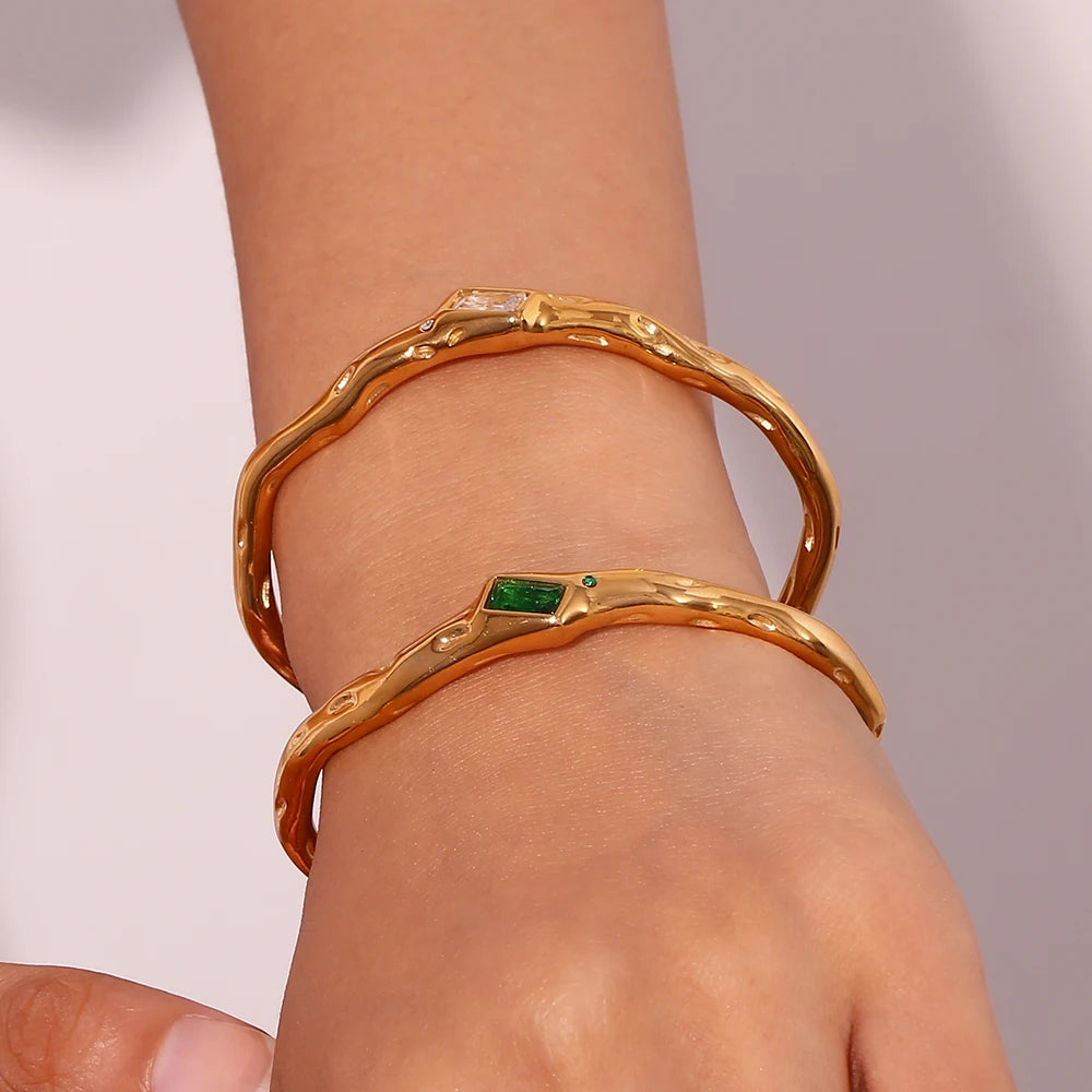 The Sculpted Zircon Cuff by Vexa - Bracelet - Vexa