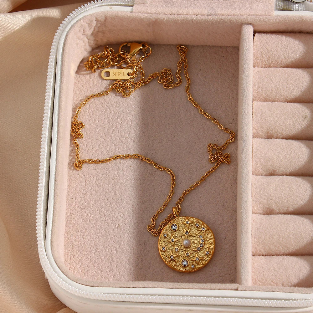 The Celestial Pearl Coin Necklace by Vexa - necklace - Vexa