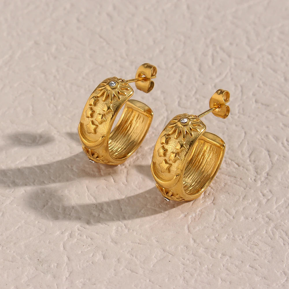 The Astra Celestial Chunky Hoop Earrings by Vexa - Earring - Vexa