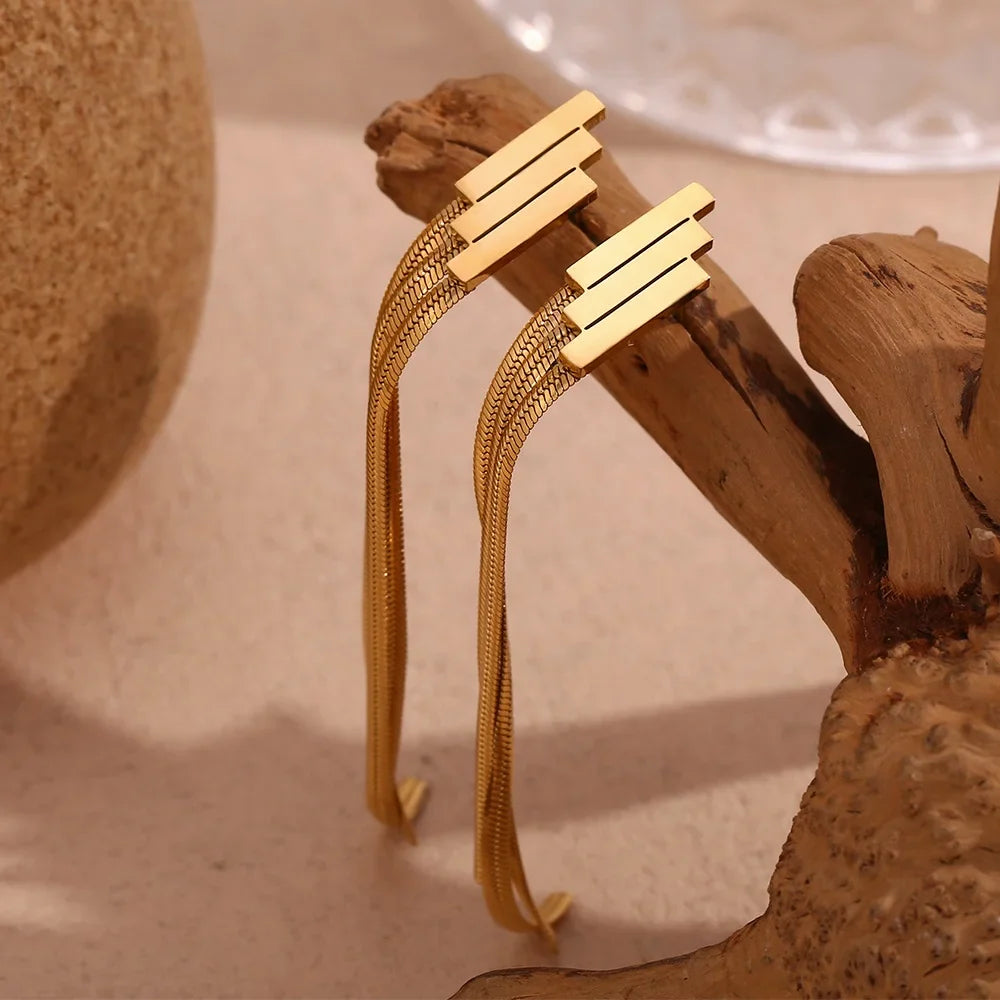 The Golden Scala Staircase Tassel Earrings by Vexa - Earring - Vexa
