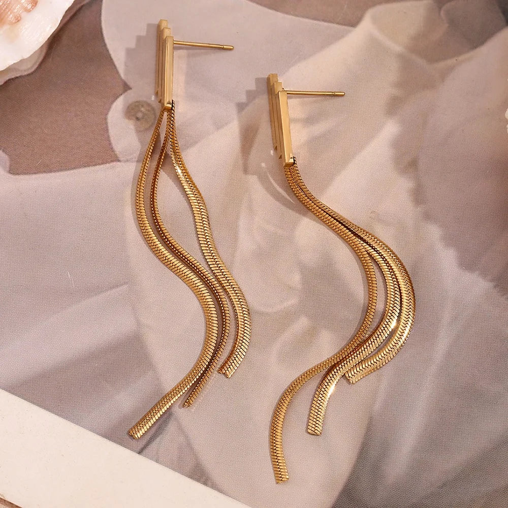 The Golden Scala Staircase Tassel Earrings by Vexa - Earring - Vexa