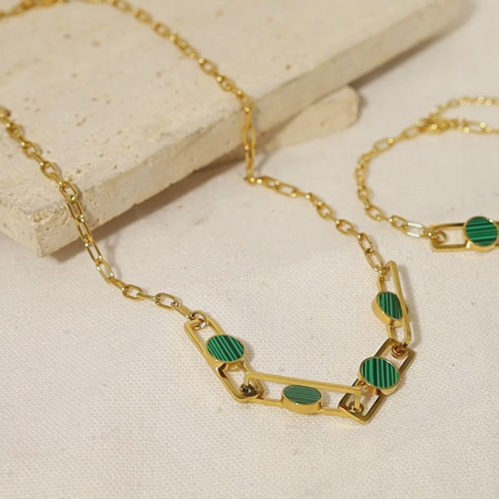The Verdant Malachite Charm Jewelry Set by Vexa