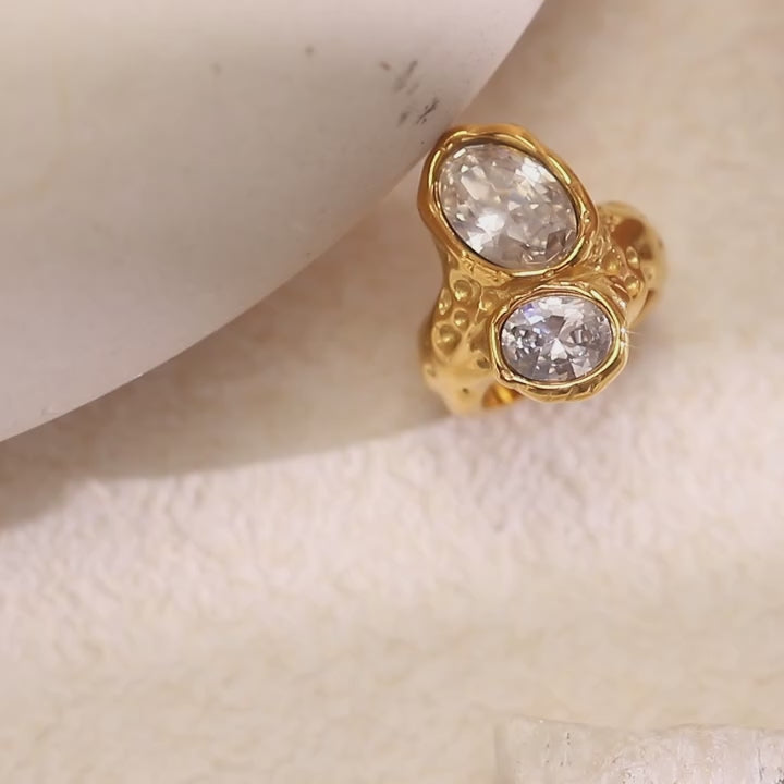 The Lumina Twin Zircon Ring by Vexa
