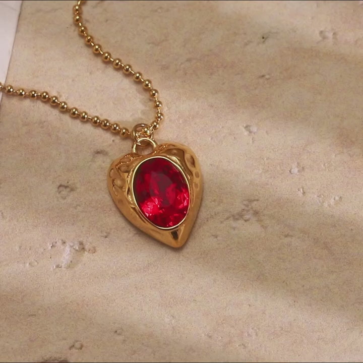The Crimson Heart Shape Medallion Necklace by Vexa