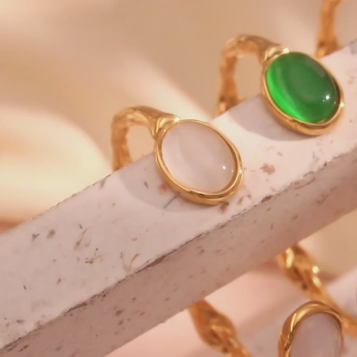 The Terra Natural Stone Open Cuff Bracelet by Vexa
