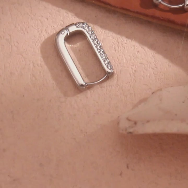 The Radiance Pave Rectangular Hoops by Vexa