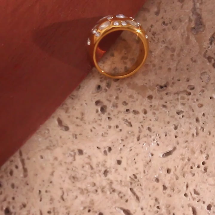 The Astra Mixed-Cut Zircon Dome Ring by Vexa