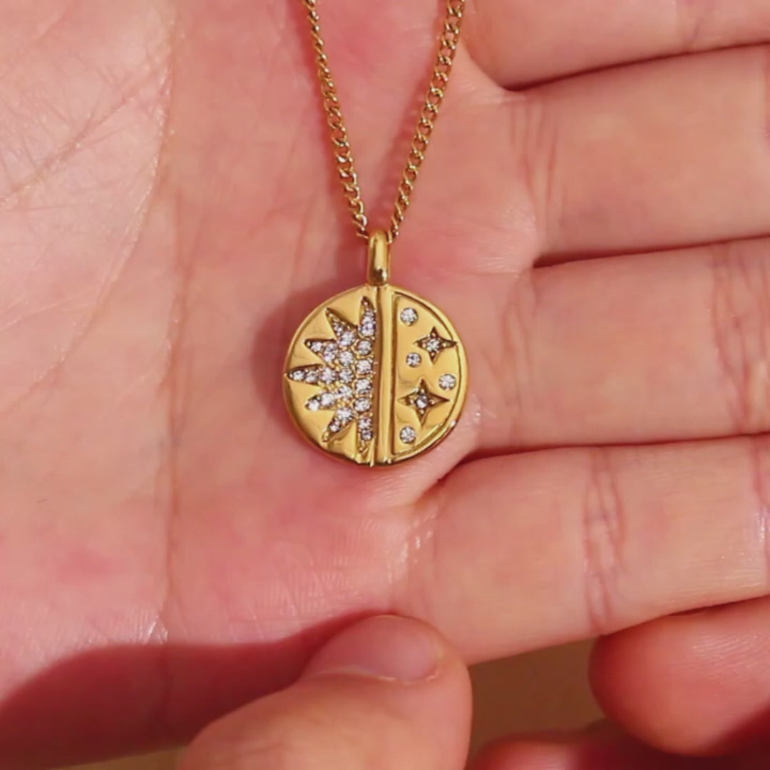 The Celestial Sun and Star Pendant Necklace by Vexa