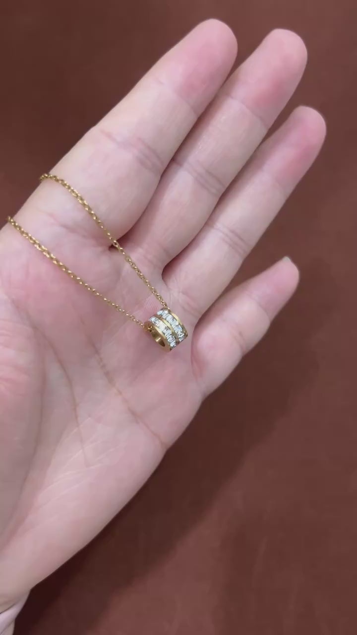 The Radiant Double Row Crystal Cylinder Necklace by Vexa