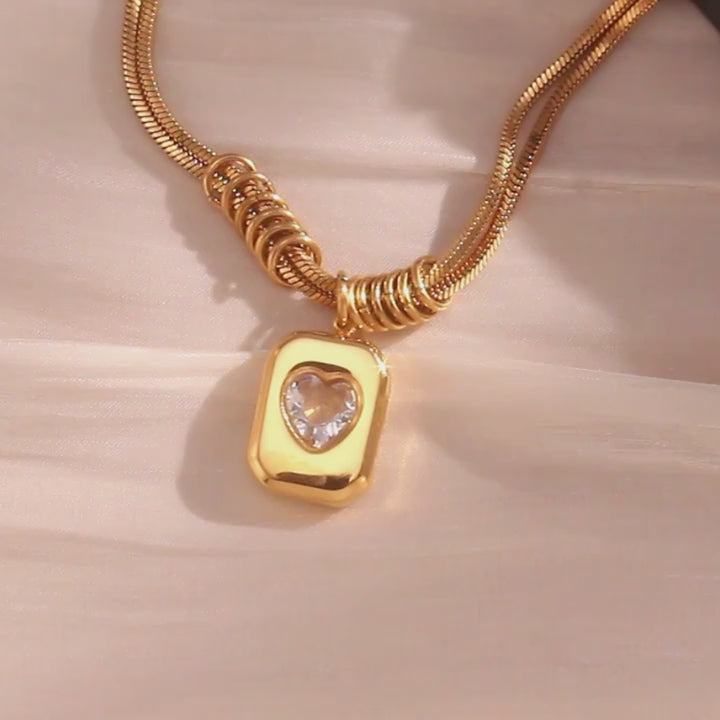 The Amara Layered Heart Necklace by Vexa