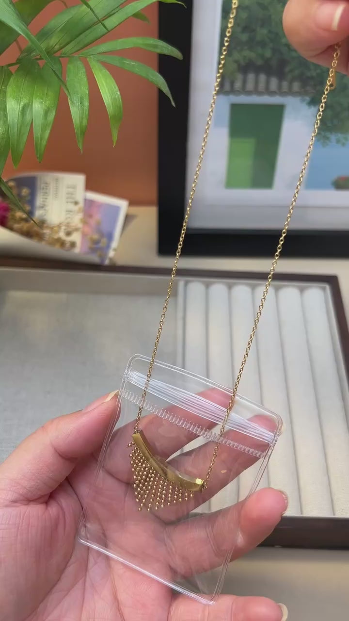 The Elegant Gold Beaded Tassel Necklace by Vexa