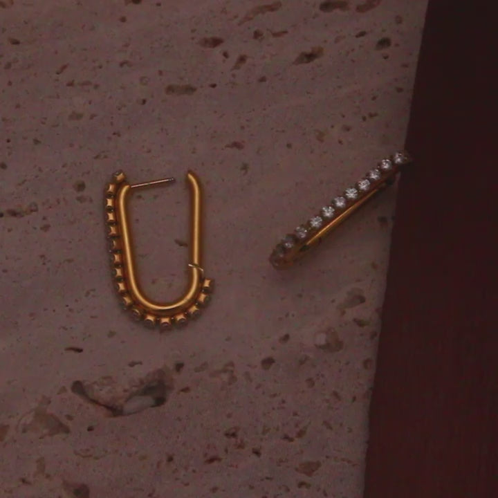 The Stella U-Shaped Zircon Hoop Earrings by Vexa