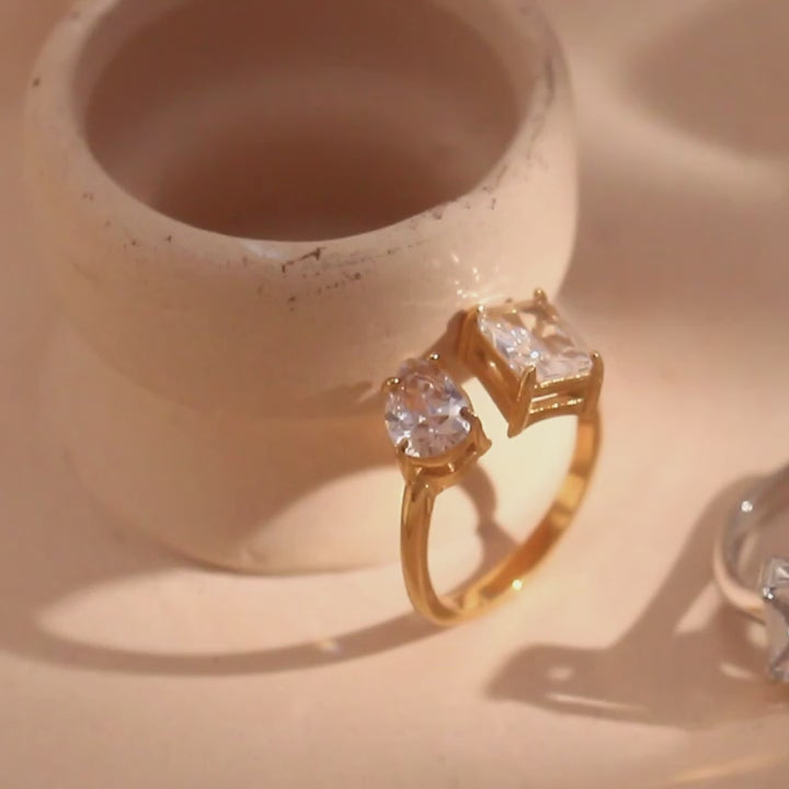 The Aria Asymmetric Zircon Open Ring by Vexa