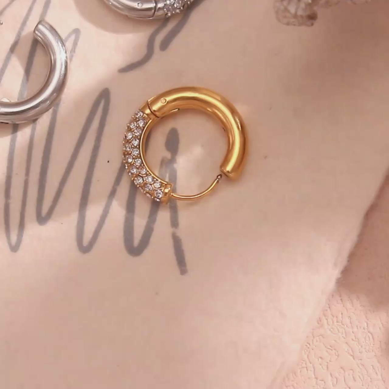 The Stella Pavé Crystal Hoop Earrings by Vexa